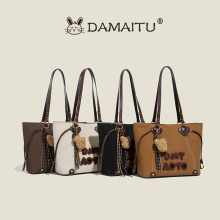 托特包大容量女小众复古字母时尚大容量单肩包女高级感百搭斜跨包