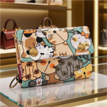 马年跨境卡通印花三折叠帆布钱包 简约男女通用大钞位卡包钥匙包