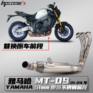 Yamaha MT-09 21-24 motosiklet modifikasiya edilmiş egzoz borusu, paslanmayan polad ön hissə