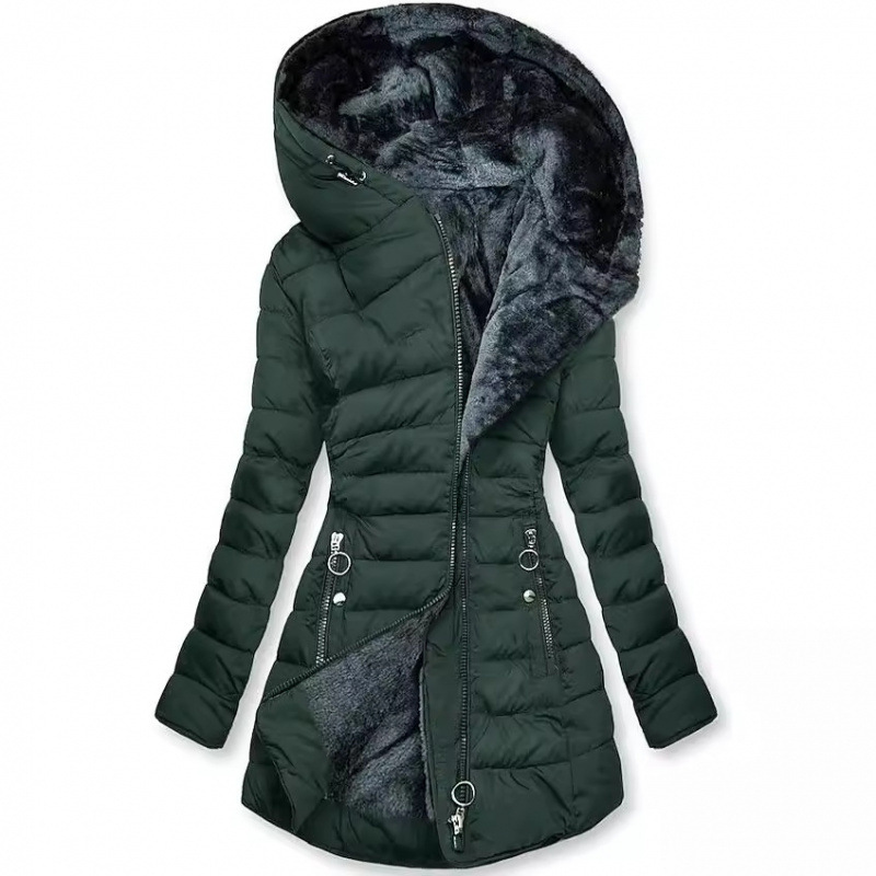 European and American Amazon Winter Fur Collar Zipper Long-Sleeved Slim Warm Hooded Jacket Outwear Cotton Outwear for Women Mg502 European and American Amazon Winter Fur Collar Zipper Long-Sleeved Slim Warm Hooded Jacket Outwear Cotton Outwear for Women Mg502