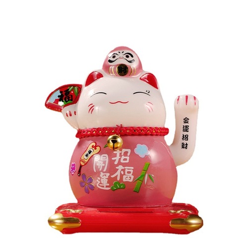 Solar-powered automatic waving fortune cat car ornament creative home opening gift cute decoration