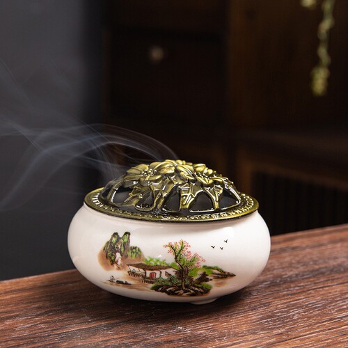 Ceramic incense burner for household Yiwu wholesale incense kiln Biange kiln incense burner temple incense gift small gourd small plate incense burner