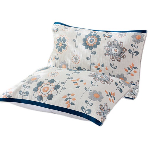WBZ7 Pure Cotton Pillow Cover Four-layer Gauze Adult Household Pillow Cover Cotton Old Coarse Soft Couple Style Four Seasons One