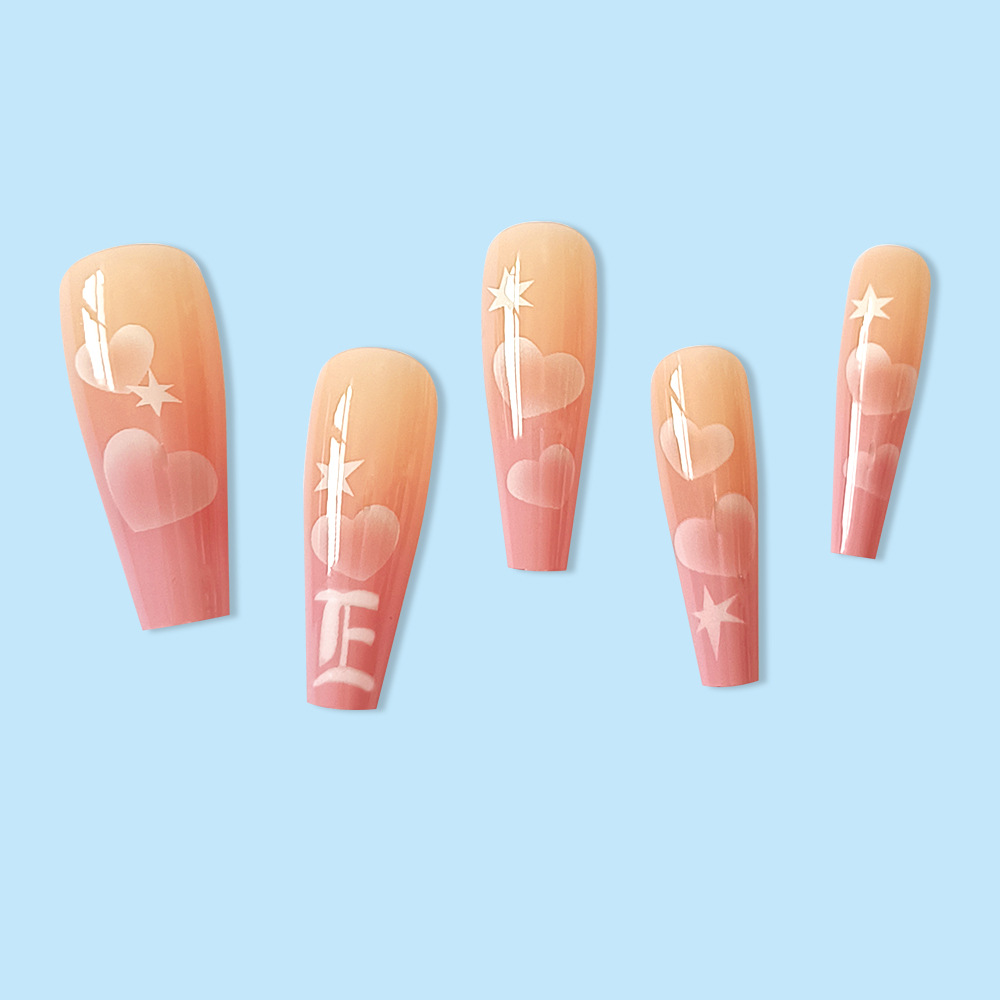 Hot Girl Style Uña de ballet larga 24 piezas de amor, unidad de uñas blanqueadora, parche de uñas transfronterizas.