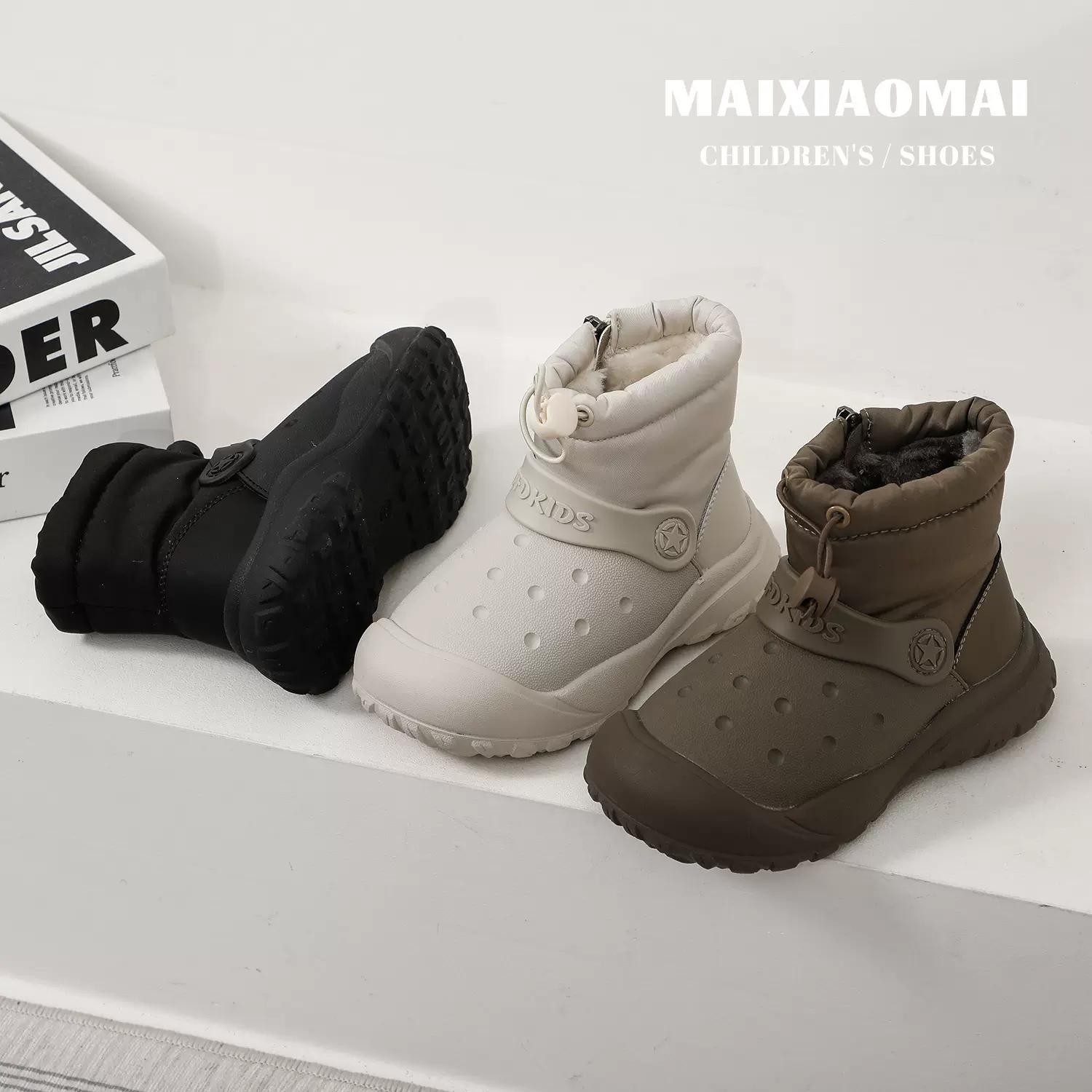 迈小迈童鞋户外防寒防水儿童雪地靴冬季厚绒保暖软底男女童棉靴