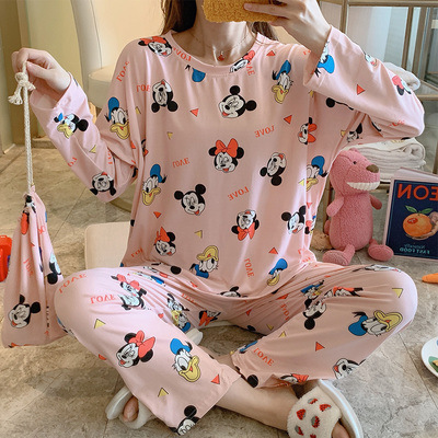 Pijamas de manga larga para mujer, primavera y verano, con diseño de gato de dibujos animados, novedad 2025, conjunto de ropa de estar en casa para otoño e invierno, estilo influencer de internet.