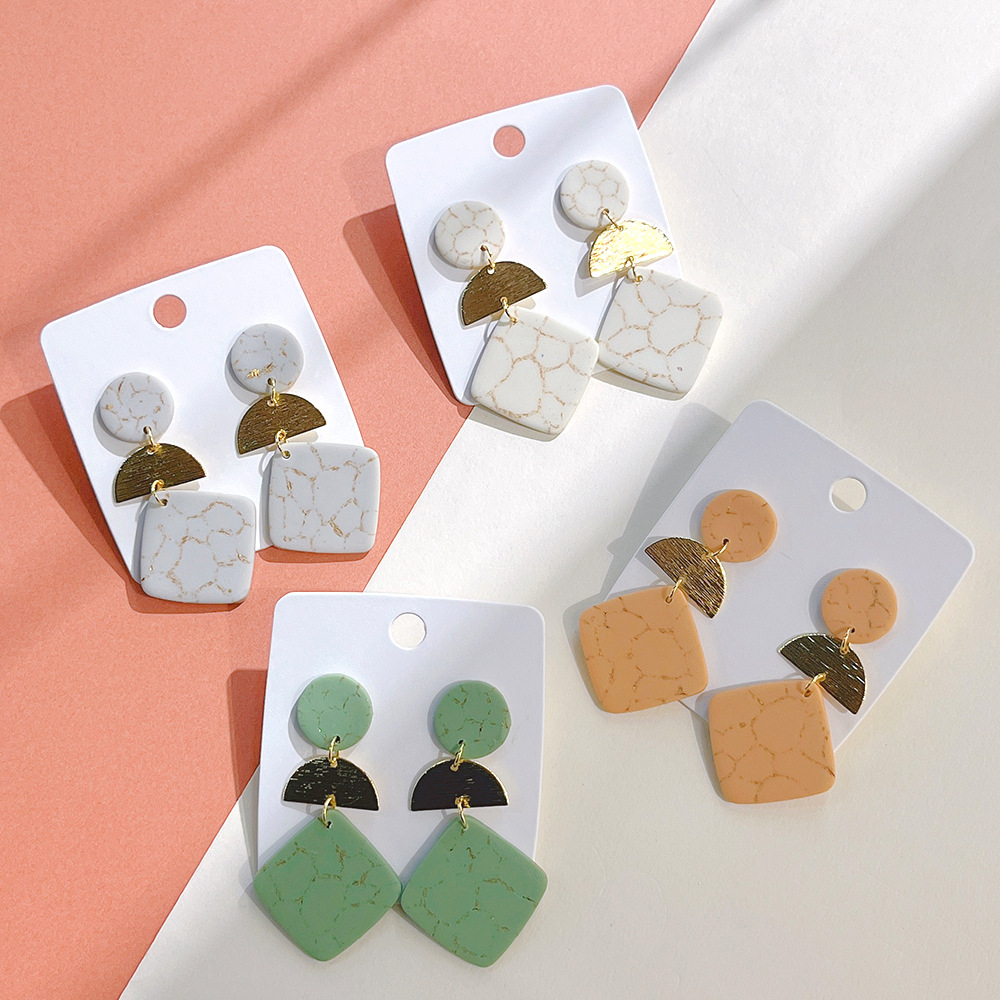 1 Pair Basic Geometric Soft Clay Drop Earrings display picture 1