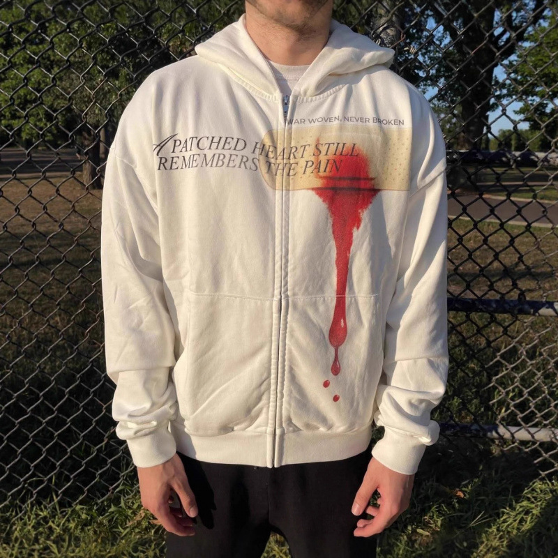 Men's Clothing Street Sweatshirt European And American Long Sleeved Pullover Hoodie Sweatshirt Dark Retro Punk Print Jacket_viptrois.com