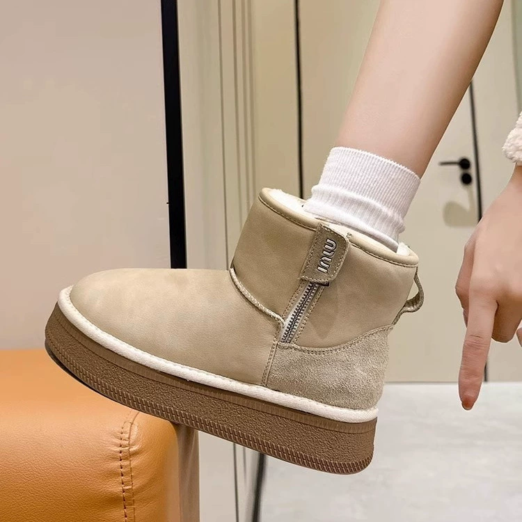 Winter warm low boots with zipper