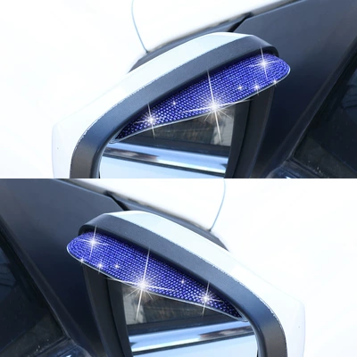 rain eyebrow universal, Rearview mirror rainproof sticker - diamond-studded-rearview-mirror-rain-eyebrow-blue-diamond-pair