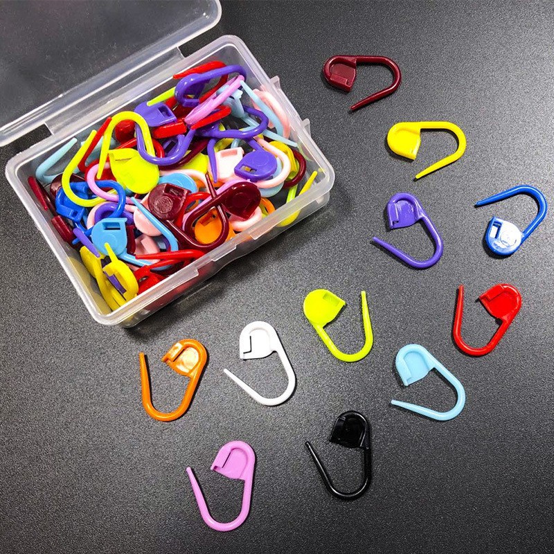 Transfronterizo 10 cuadrículas 120 piezas de plástico en caja pequeños alfileres, marcas, hebillas, suéteres, herramientas de tejido, materiales de bricolaje