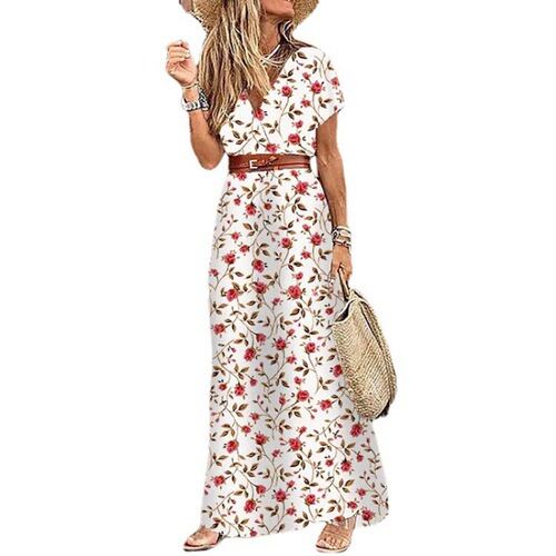 2020 EBAY AliExpress WISH Best-seller Hot Women's Fashion Bohemian V-neck Floral Dress