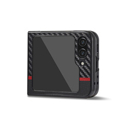 Lc.imeekeはサムスンzflip5携帯ケース炭素繊維pu皮zflip5 pcケースzflip5機に適している