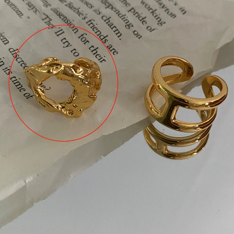 (Cross-border trading), fashionable one size retro golden ring, on index finger, simple and elegant design