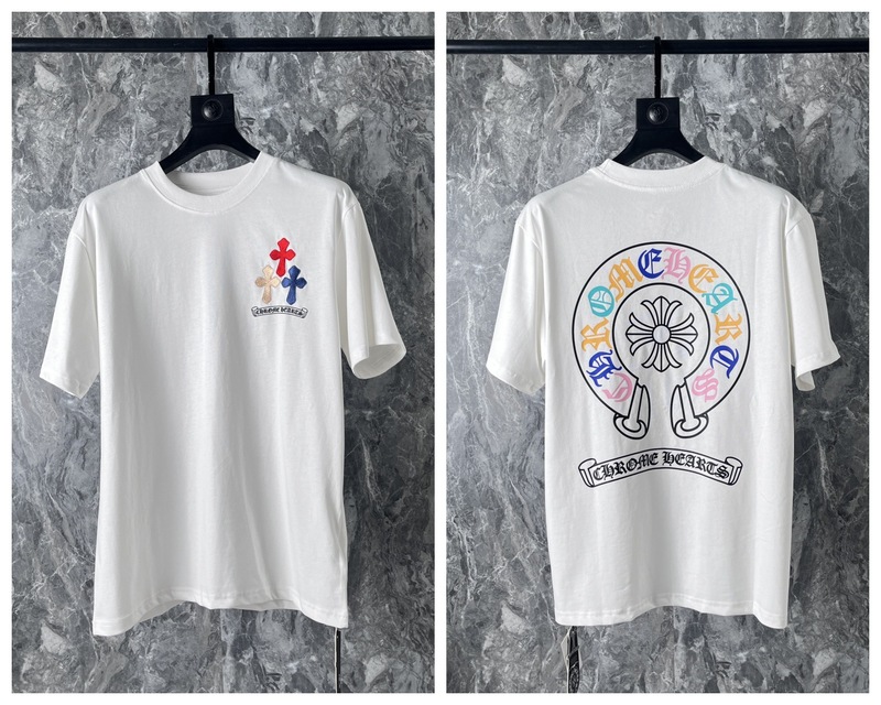24クロスボーダートレンディブランドCh Crow*Horseshoe SanskritラウンドネックTシャツ半袖万能男女Tシャツスポット卸売|undefined