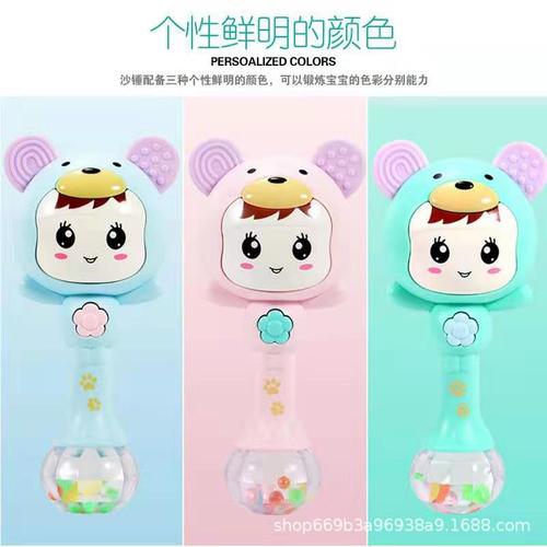 Rattle to soothe baby teething toy music rhythm stick 1 year old baby teether toy hand holding rattle cross-border