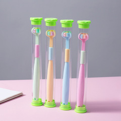 Transparent tube cross-border supply children's Yalin three-sided toothbrush soft bristle tongue cleaner macaron three-head U-shaped A22 
