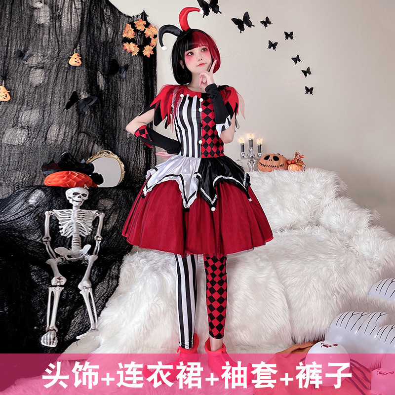 万圣节服装马戏团回魂小丑cos服装成人连衣裙哈利奎恩扮演出服装|undefined