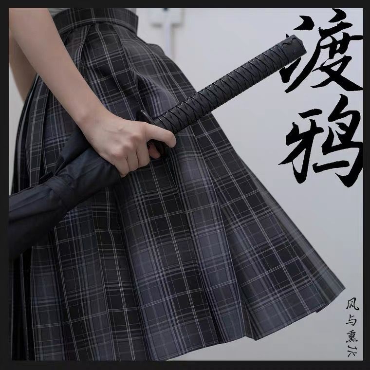 渡鴉jk制服原創正版格裙黑色風與熏校供百褶現貨掉落短裙子
