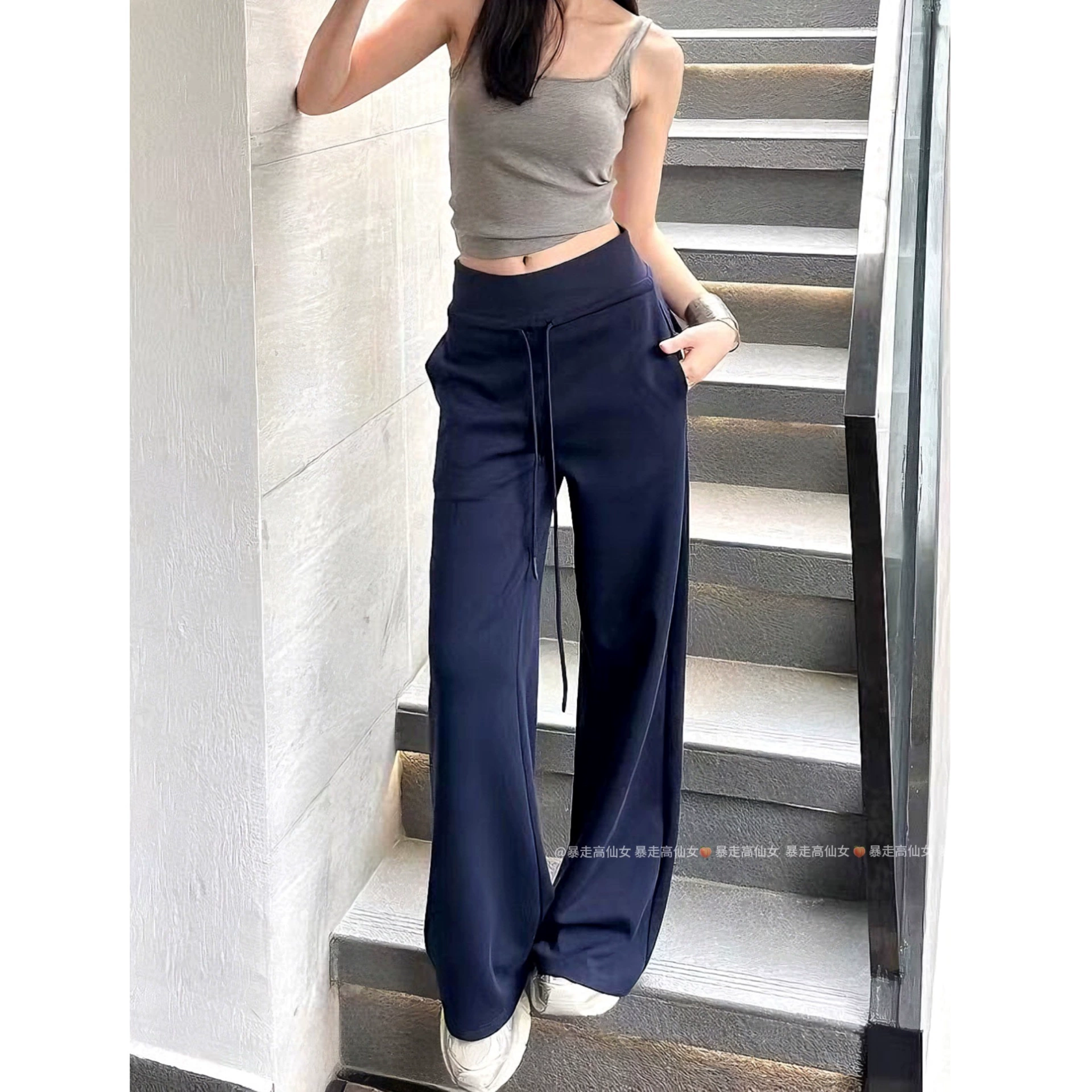 Модные высокие сказочные свободные широкие спортивные штаны в стиле Лулу длиной 175 см для женщин, летние крутые драпированные спортивные штаны