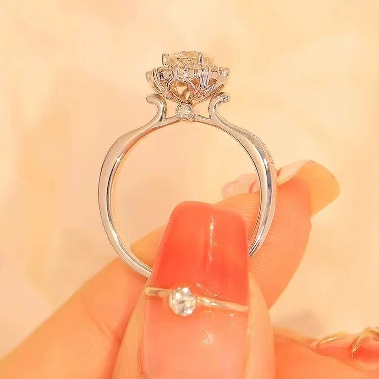 genuine goods High-end D-color Moissanite Canruo Star Carat Diamond Ring 925 Silver Gold Plated Proposal Wedding Couple Ring for Women