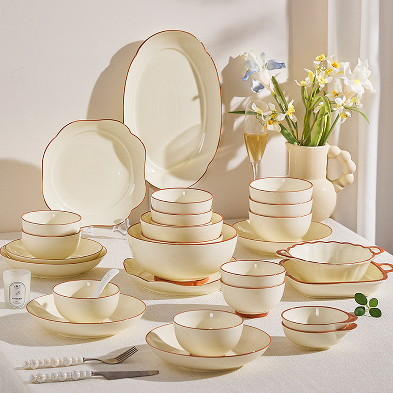 Tableware suit Simple New Style Household suit Housewarming New House Gift Dishes and Dish suit French Style Bowl Utensils
