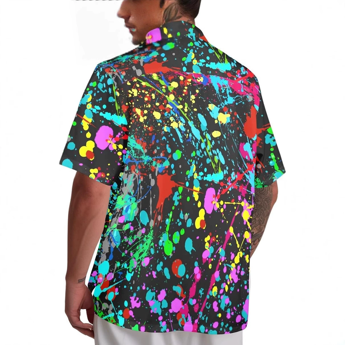 LESOCUSTOM 80s 90s Hawaiian shirt men's retro button short-sleeved shirt