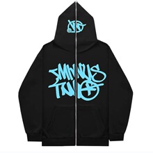 美式街头Minus Two印花开衫卫衣长袖超大嘻哈拉链外套 y2k服饰