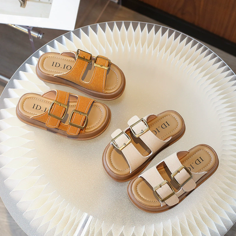 Детские тапочки ретро ботинки летние новые пляжные туфли модные слова сандалии носить мужскую обувь для девочек