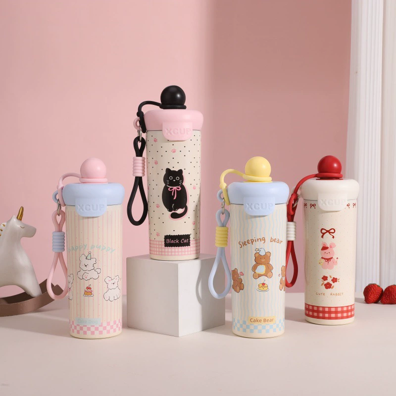 Glass stainless steel with glass, cartoon capacious teapot for elementary school students