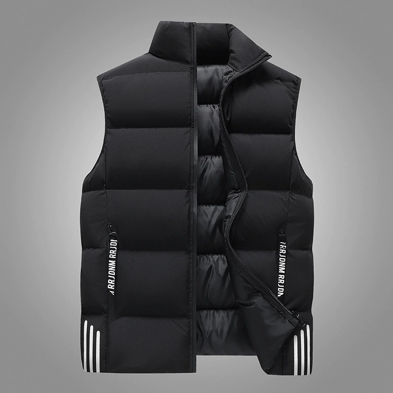 Новый мужской однотонный хлопковый жилет, осенне-зимний утолщенный теплый модный модный брендовый жилет без рукавов для молодежи
