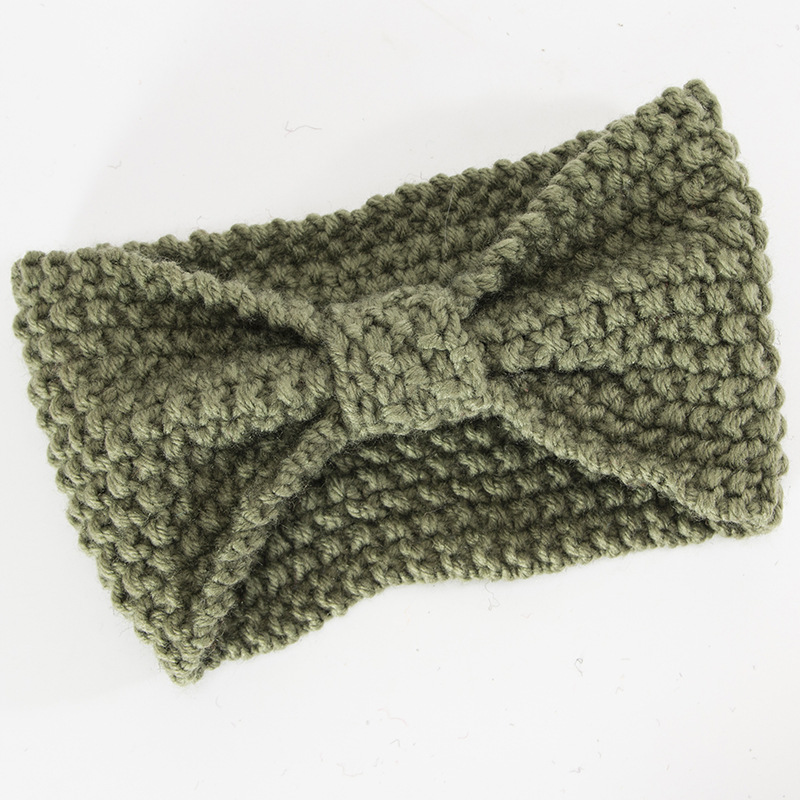 Fascia per maglione lavorata a maglia per accessori e fasce per capelli caldi con fiocco fatto a mano autunno inverno da donna_voghion.com