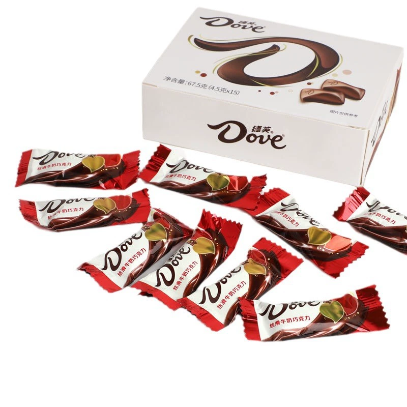 Подарочная коробка с молочным шоколадом (Dove) — 15 шт × 4.5 г, снеки для свадьбы и вечеринки