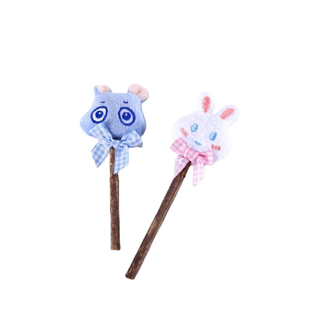 Mascota gato de dibujos animados oso peluche conejo pastel helado molar Lollipop Polygonum multiflorum limpieza diente juguete