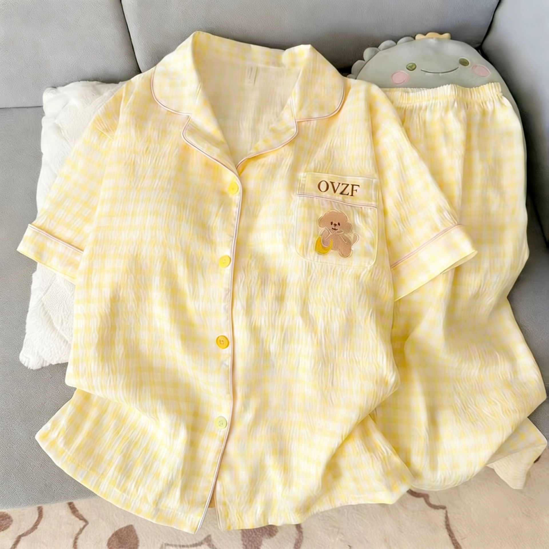 120G nubes de algodón pijama de manga corta tres piezas set ropa para el hogar sudeste asiático TK pedidos de comercio exterior transfronterizo entidad mayorista