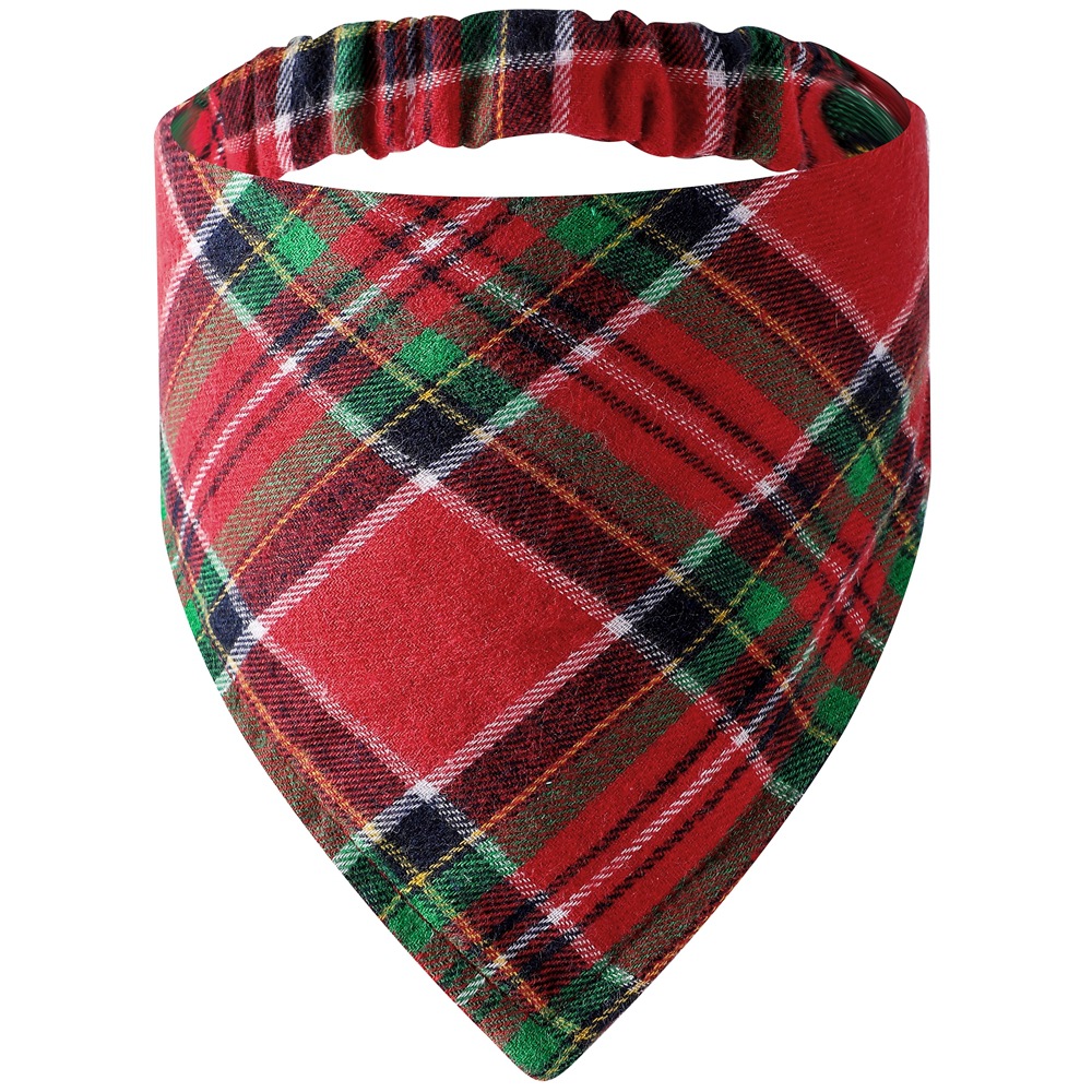 Elástico nuevo en stock transfronteriza mascota saliva toalla mascota bufanda Navidad perro bufanda accesorios para mascotas Plaid