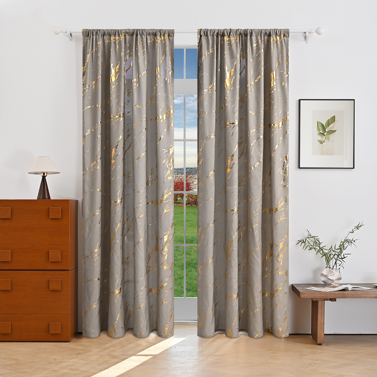 TEMU spot transfronterizo primavera textil cortina semitransparente acrílico oro y plata cortina de sombración de sombración sudeste asiático