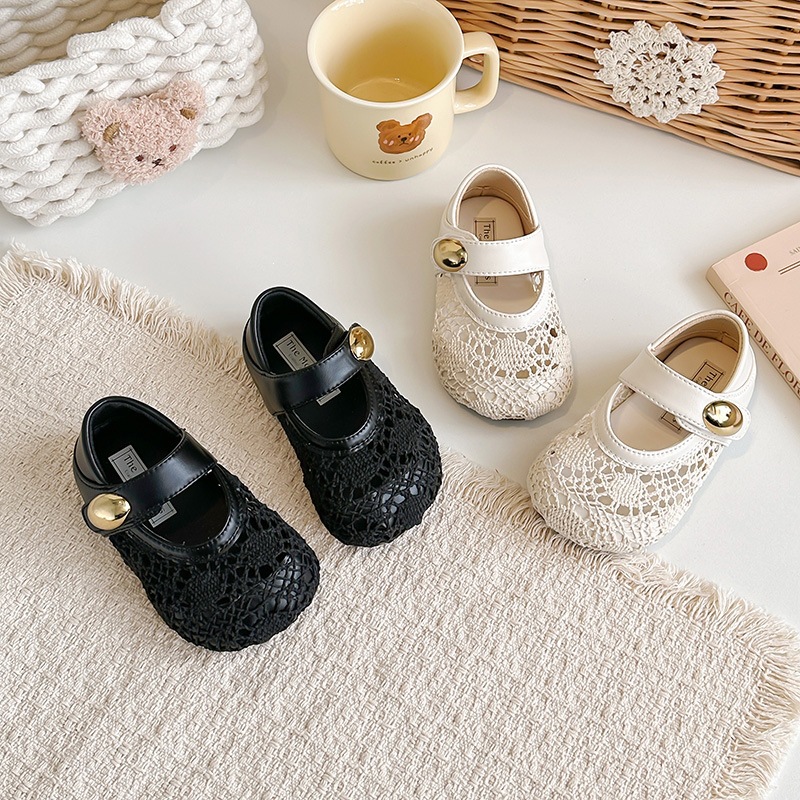 Mädchen-Ballerinas aus Spitze | Atmungsaktive Mary Janes im französischen Stil aus Mesh für Alltag und festliche Anlässe_voghion.com