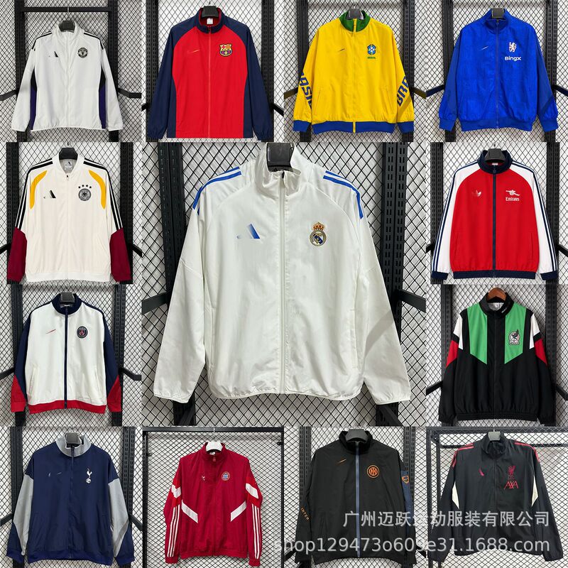 Cross-border retro-style football jacket, club World Cup national team Real Madrid Liverpool Arsenal sports coat