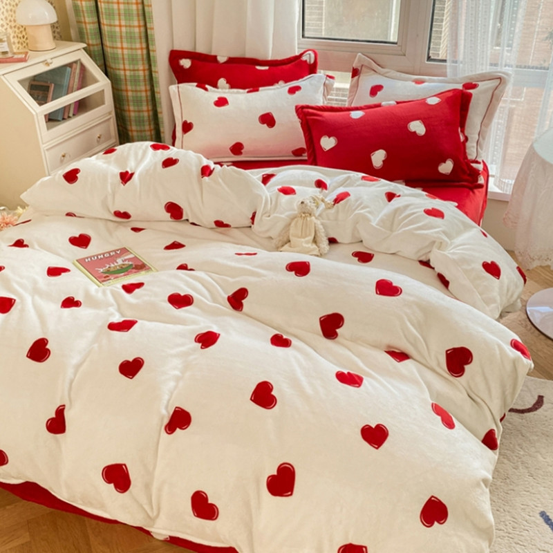 winter thickening milk Four piece suit crystal keep warm Levin Law The bed Supplies Quilt cover sheet Bed cover