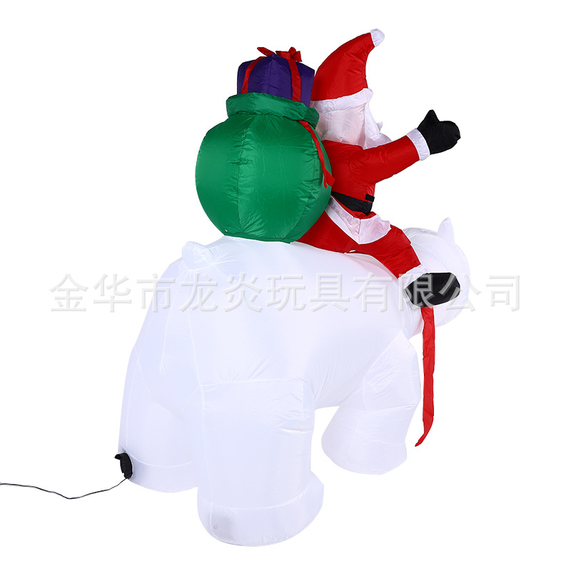 2,1 m inflable Santa Claus montar Oso Polar LED luminoso modelo inflable titular de la mano regalo Santa Claus equitación sacudiendo la cabeza del oso
