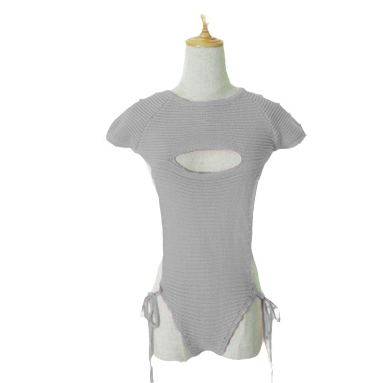 Amazon AliExpress Taobao Venta caliente sexy suéter con cordones camisa de fondo pecho abierto sin espalda discoteca suéter