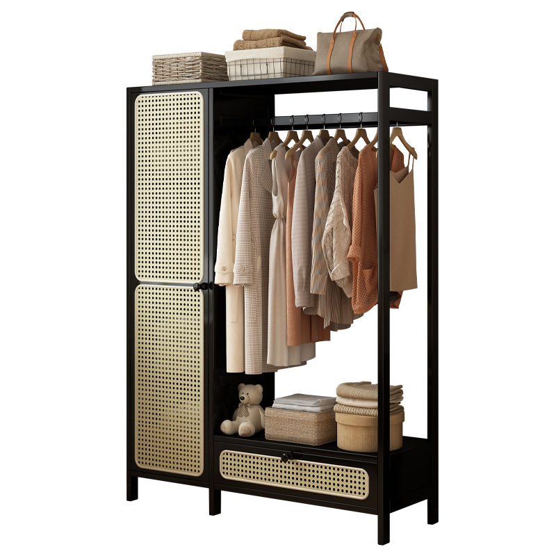 Gabinete simple de tela de caña piso percha de sombrero armario dormitorio doméstico transpiración de cuatro estaciones de acabado de almacenamiento percha de vestuario