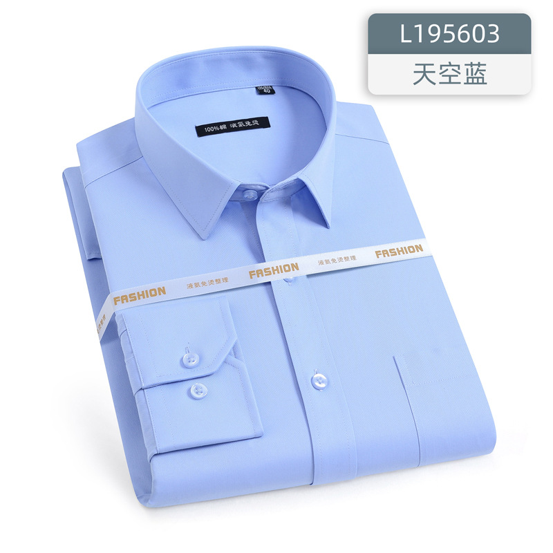 Camisas personalizadas de alta calidad de amoníaco líquido de color sólido de manga larga de hombre ropa de trabajo formal de bolsillo camisa blanca