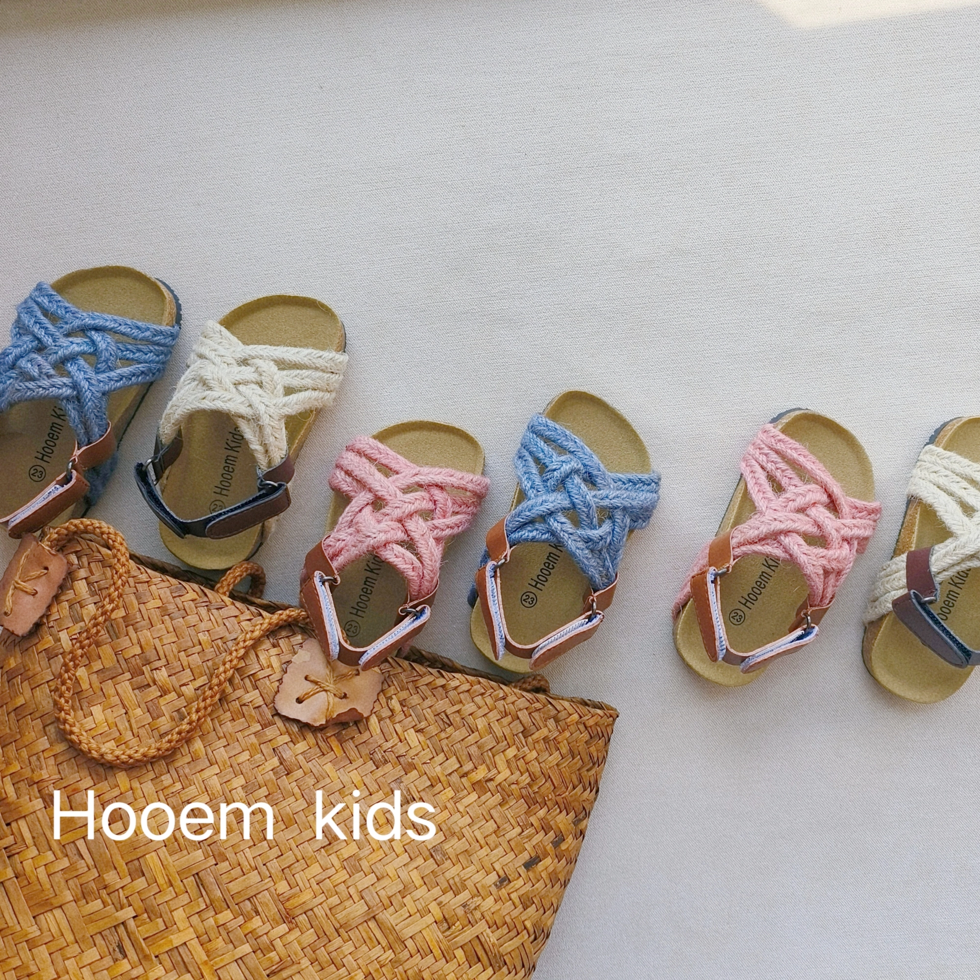 2024 новые детские деревянные отруби конопляные сандалии для девочек яркие корейские тканые ботинки для мальчиков бревна ретро туфли