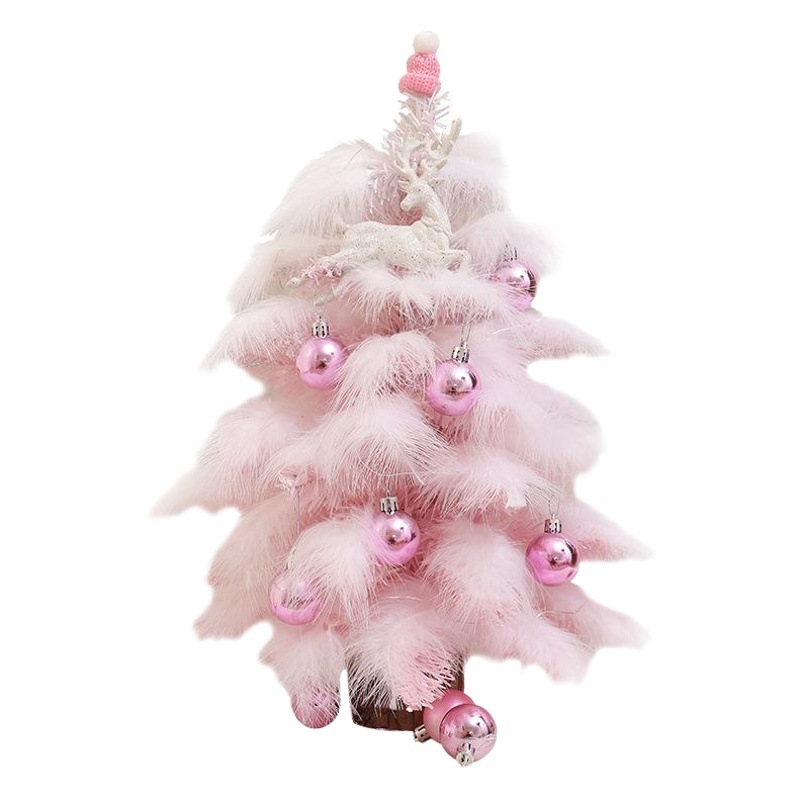 Internet celebridad Rosa árbol de Navidad conjunto 45cm mini árbol de Navidad pluma chica corazón DIY60cm conjunto de Navidad árbol
