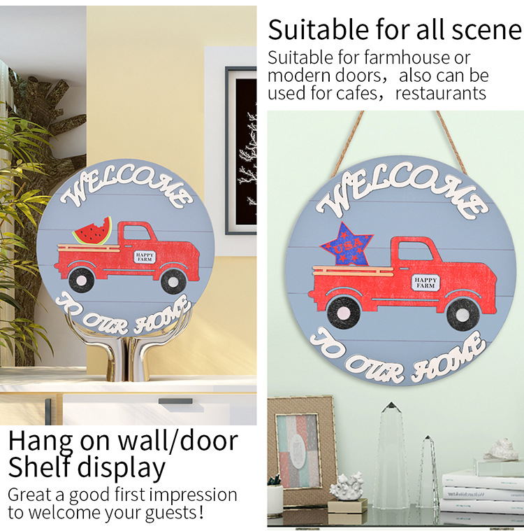 Wholesale Cartoon Pattern Wooden Car Door Hanging Christmas Decoration Nihaojewelry display picture 8