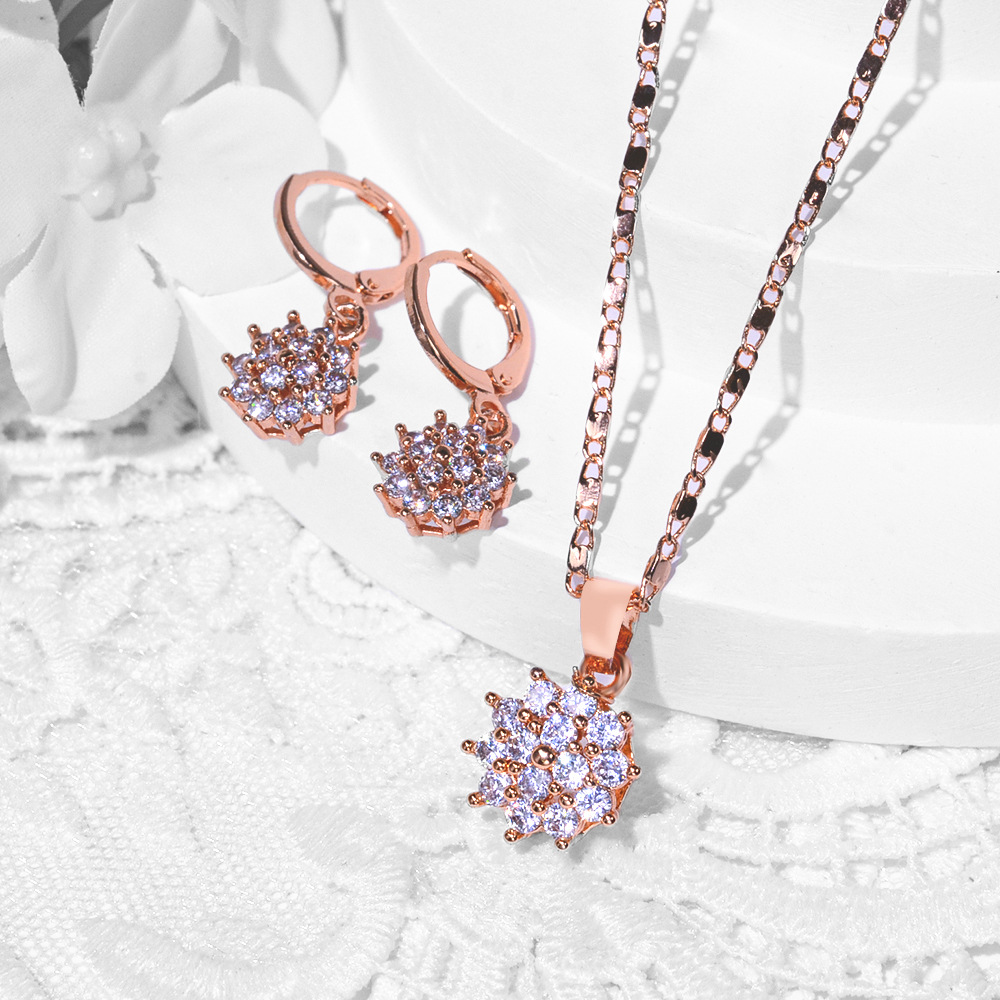 Nuevas opciones transfronterizas de diseño de moda de cobre de zinc pendientes de piedra collar conjunto de joyas pendientes de joyas de mujer