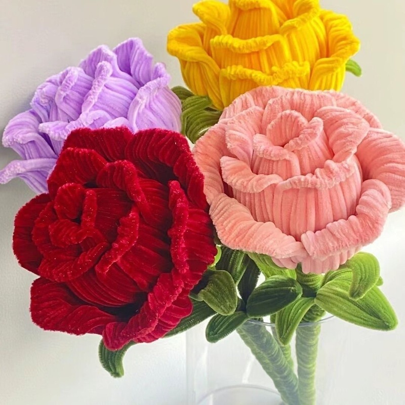 扭扭棒加密款密绒diy材料手捧花花束手捧花成品毛根扭扭棒工厂|undefined