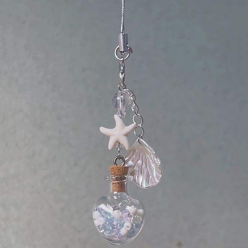 【Shell and Starfish Drift Bottle】Creative Ins-Style Mobile Phone Lucky Star Keychain Bag Pendant Accessory